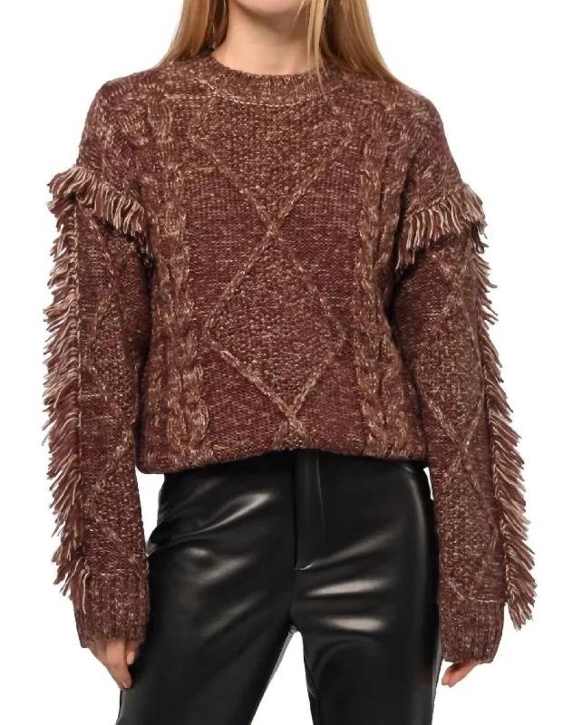 Doga Fringed Marled Sweater In Coffee