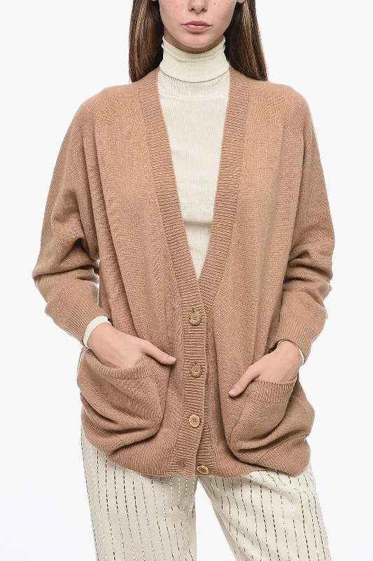 Elisabetta Franchi Cashmere Blend DAILY Cardigan with Patch Pockets