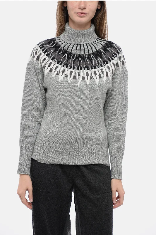 Fabiana Filippi Turtleneck Wool Blend Sweater with Fairisle Motif