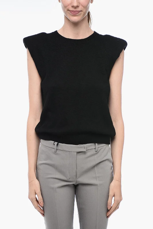 Federica Tosi Sleeveless Sweater with Padded Shoulder