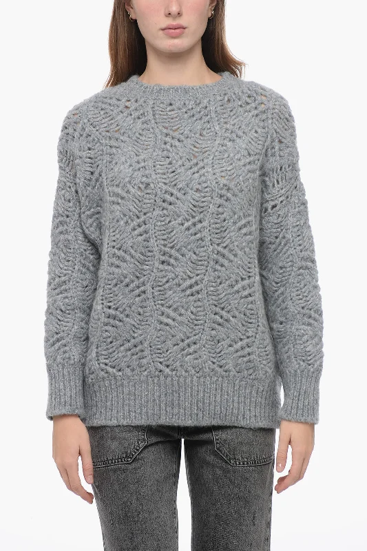 Gentryportofino Fleecy Effect Pullover with Openwork Motif