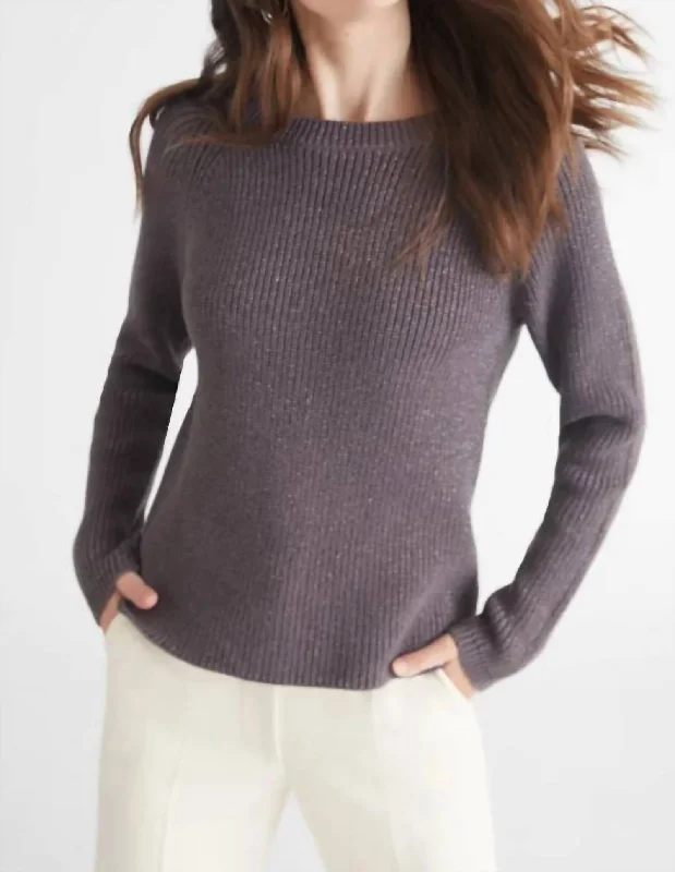 Jane Metallic Creweneck Sweater In Charcoal