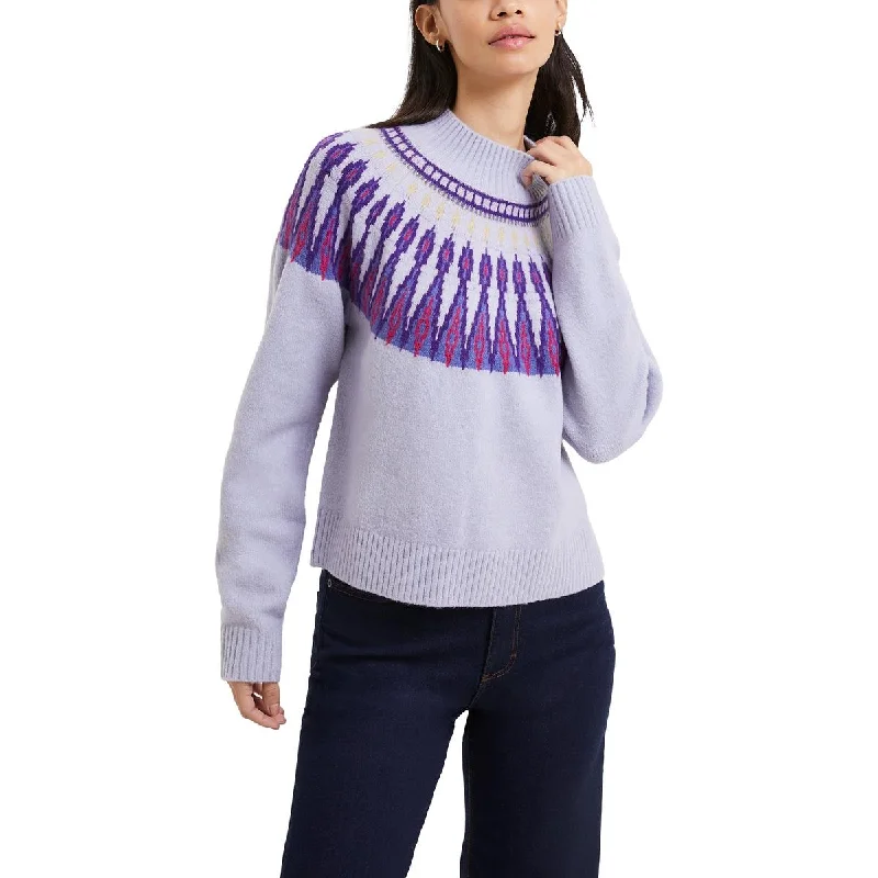 Jolee Womens Fair Isle Mock Neck Pullover Sweater