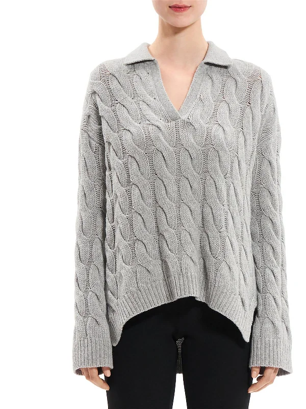 KARENIA Womens Wool Cashmere V-Neck Sweater