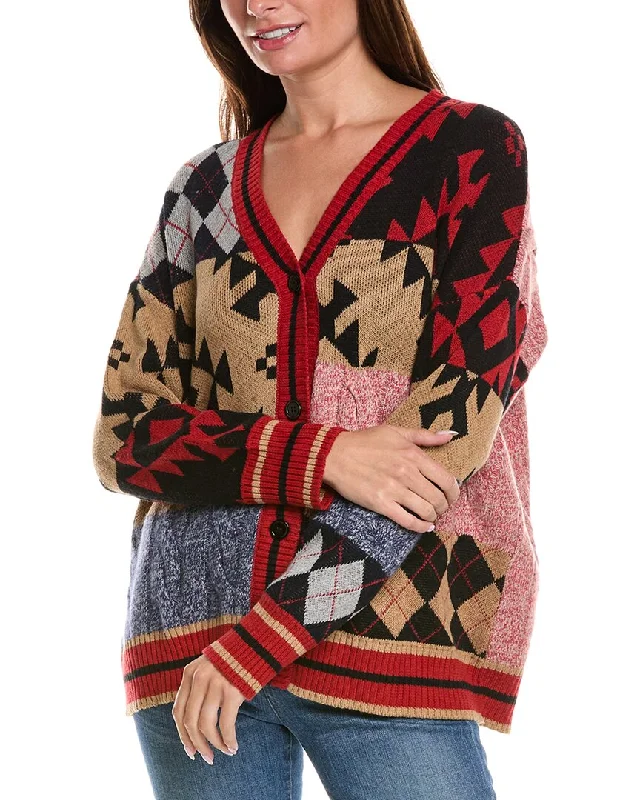 Minnie Rose Patchwork Boxy Cashmere & Wool-Blend Cardigan