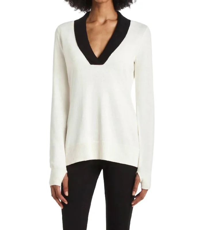 Redstone Sweater In Ivory With Black