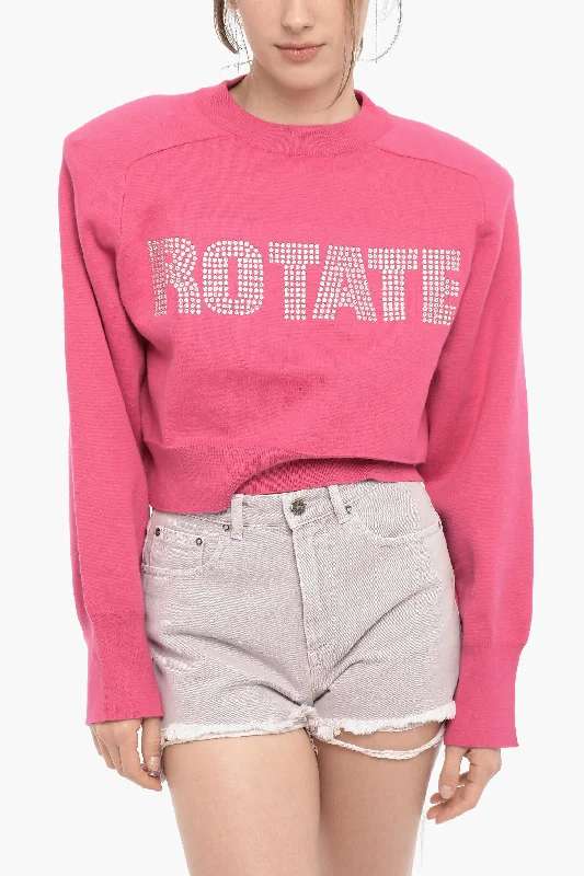 Rotate Cropped FIRM Sweater with Rhinestone Logo