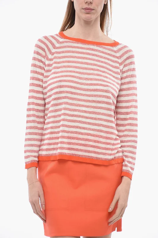 Whyci Striped Linen Blend Crew-neck Sweater