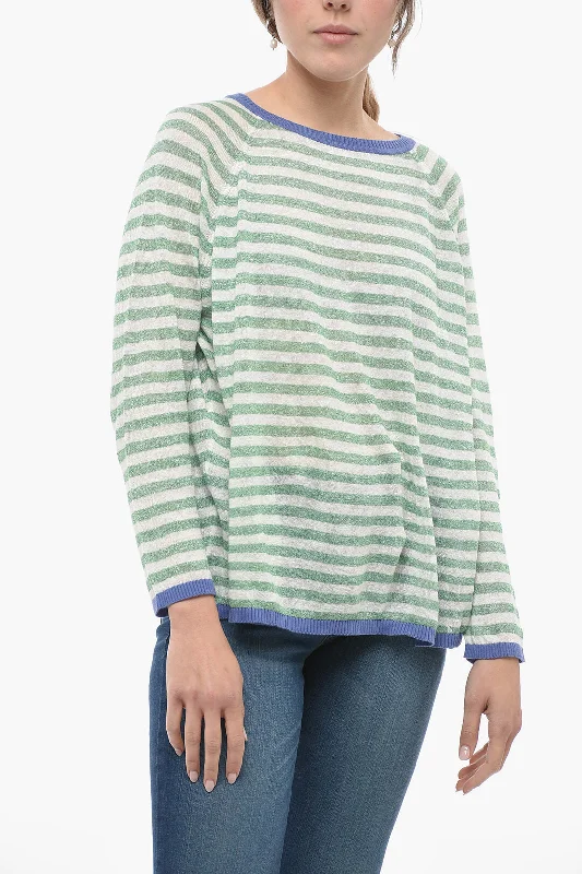 Whyci Striped Linen Blend Crew-neck Sweater