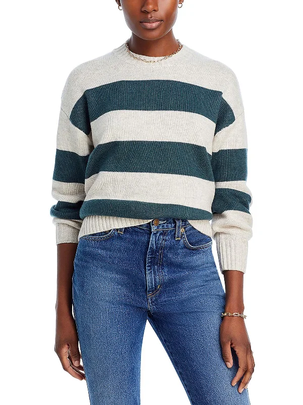 Womens Crewneck Striped Pullover Sweater