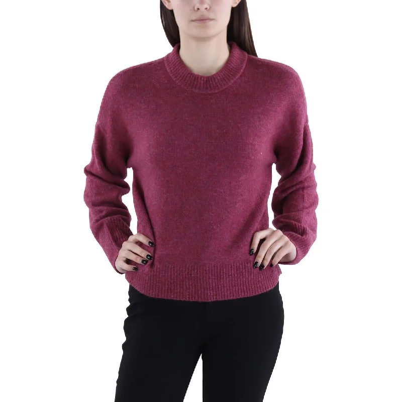 Womens Heathered Mock Neck Pullover Sweater