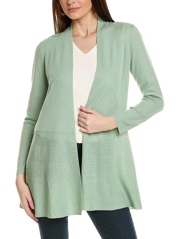 Womens Raw Hem Knit Cardigan Sweater