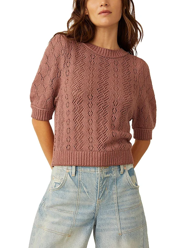 Womens Ribbed Trim Boat Neck Pullover Sweater