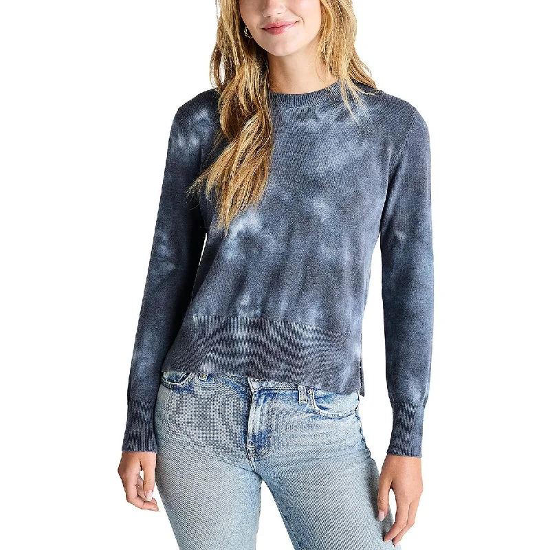 Womens Ribbed Trim Printed Crewneck Sweater